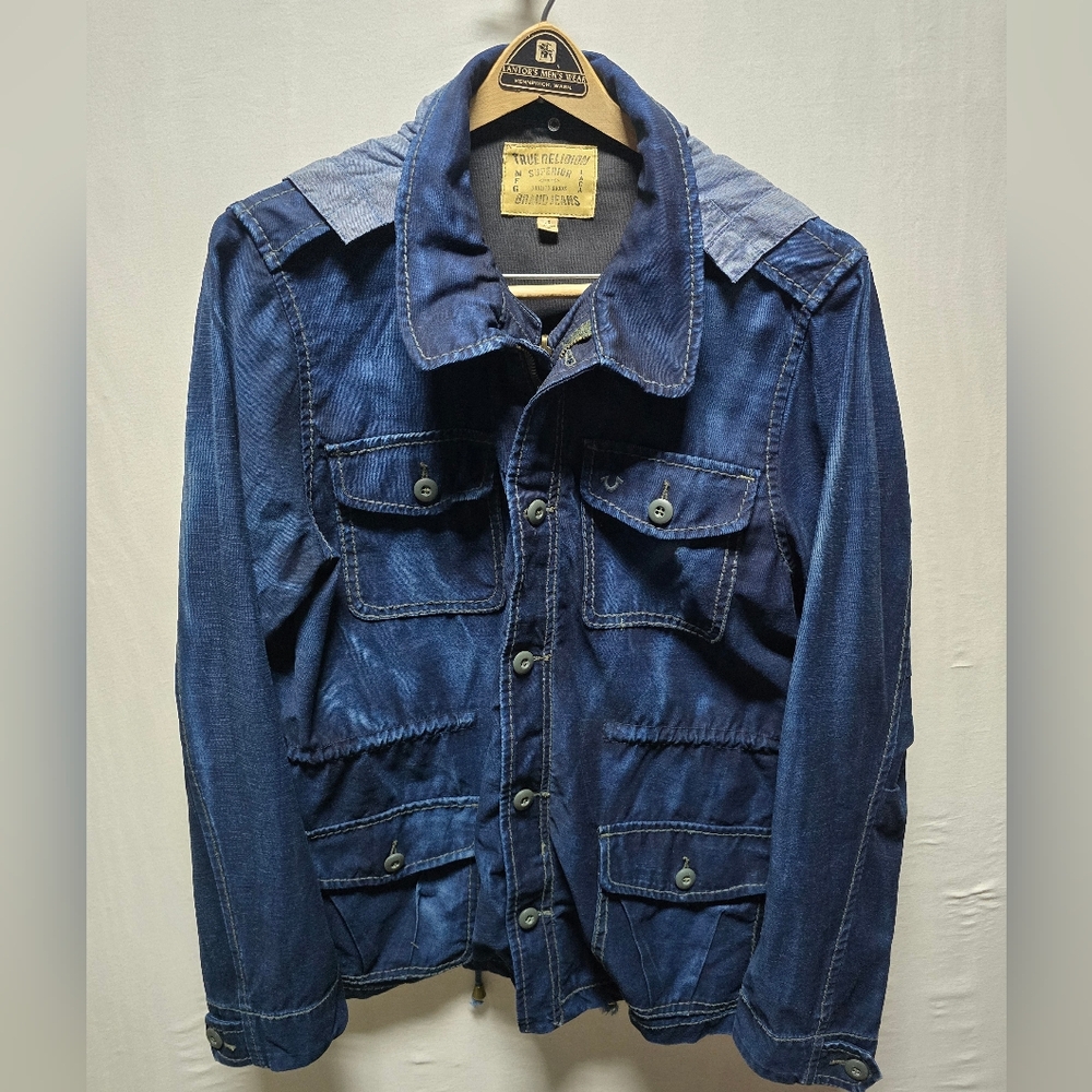 True Religion Denim Jacket Hood Size Large